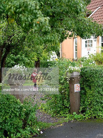 Gatepost in front of a house, Sweden.