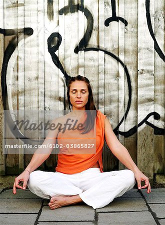 A woman doing yoga, Sweden.