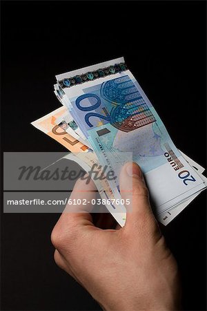 Euro bills, close-up.