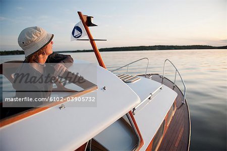 Woman travelling in boat