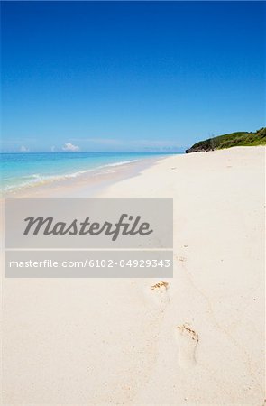 Footprints on tropical beach