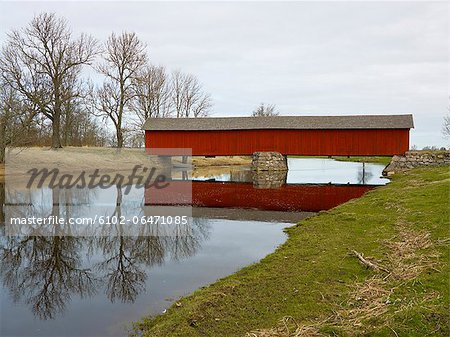 View of covered bridge