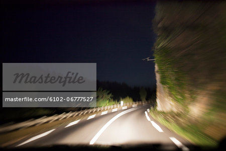 Curvy road at night