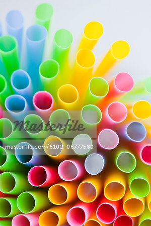 Studio shot of colorful drinking straws