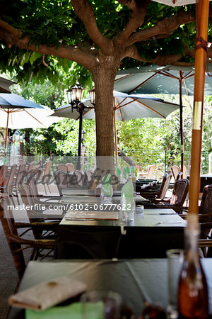 Empty outdoor restaurant