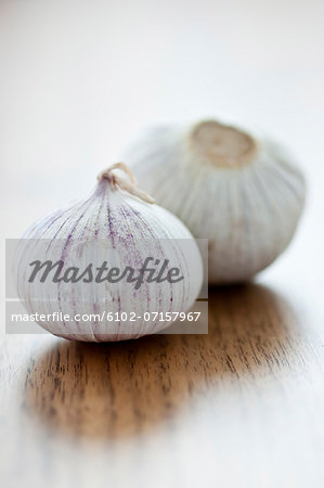 Garlic on wooden table