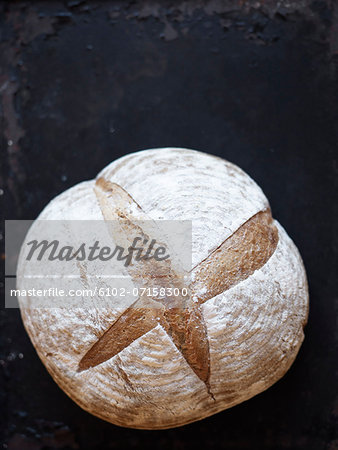 Bread on black background