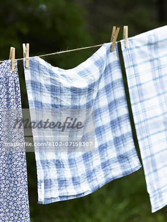 Laundry on clothes line in garden