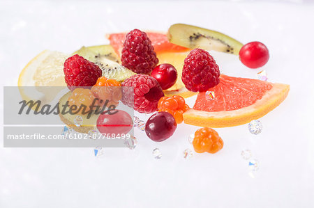 Fruits on white background, studio shot