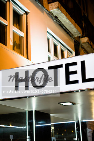 Hotel sign, close-up