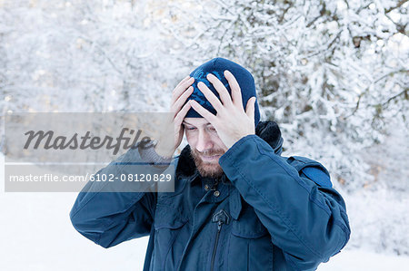 Mature man at winter