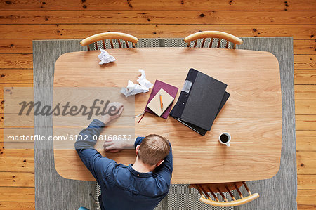 Man at desk, directly above