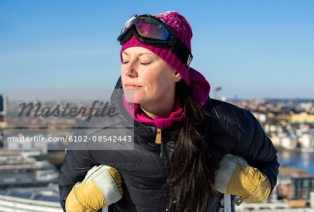 A woman skier