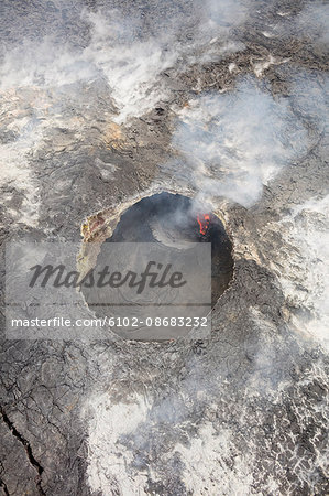 Aerial view of volcanic landscape