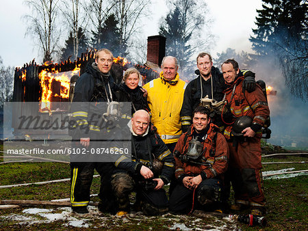 Group of fire fighters, portrait