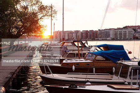 View of moored boats