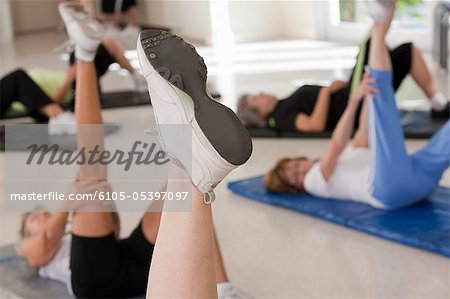 Women exercising in a health club