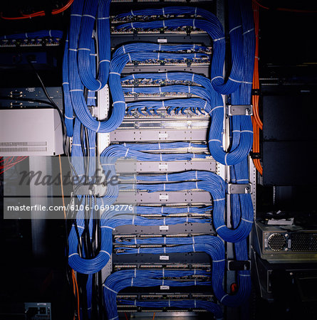 Cables Connecting Computer Components In Server Room Stock