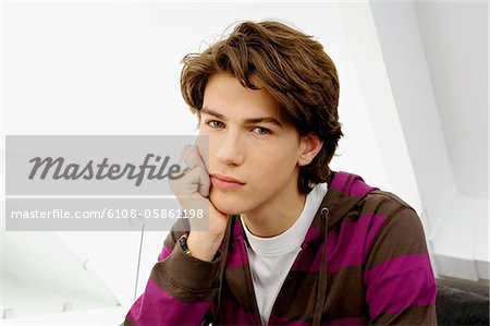 Portrait of a teenage boy looking serious