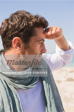 Close-up of a man on the beach