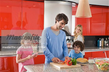 Family in the kitchen