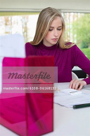 Woman working in home office