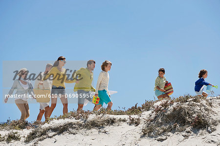 Family walking on the beach