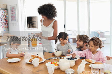 Family at breakfast table