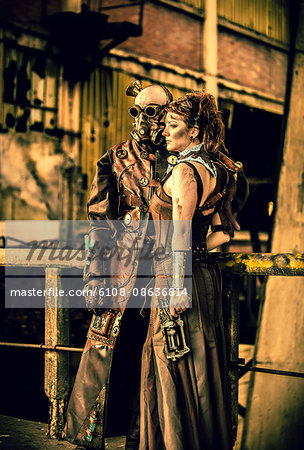 Armed steampunk couple