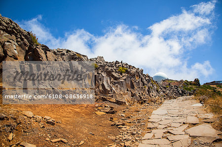 Madeira Island, Pico do Arieiro, paved path with observatory