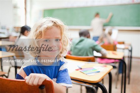 Elementary school student not paying attention