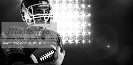 Composite image of american football player being ready for playing
