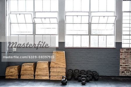 Weights on the studio floor