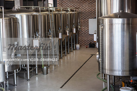 Large vats of beer at the local brewery