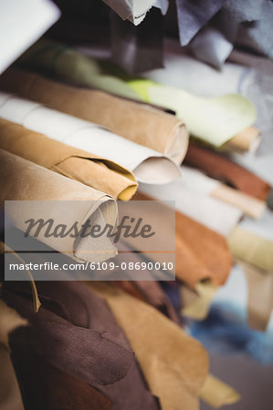 Close-up of leather material in workshop