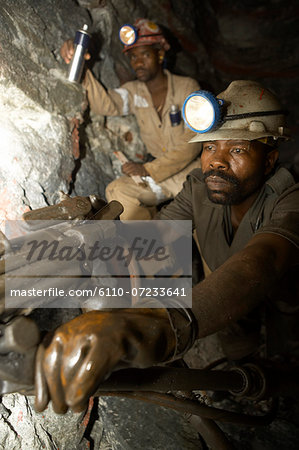 Goldmine drilling 3km underground, Gauteng, South Africa