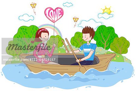 Couple On Rowing Boat
