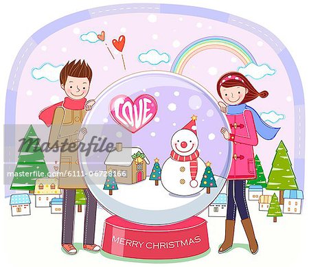 Couple With Snow Globe