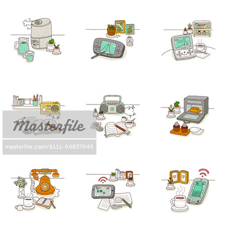 Set of various technology icons