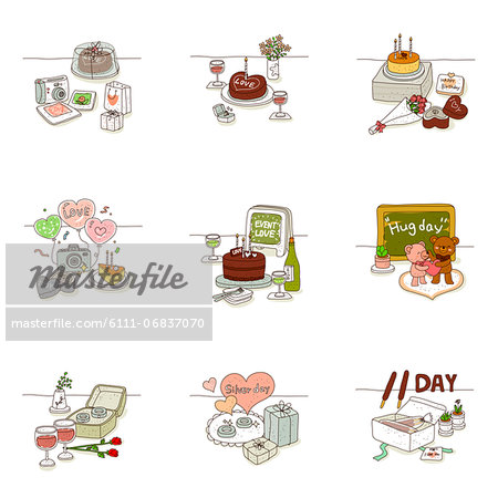 Set of various celebration days icon