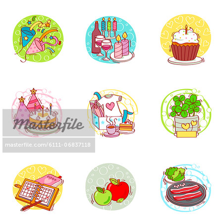 Set of various food related icons