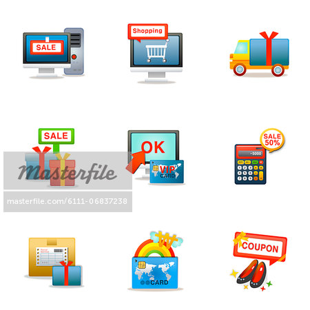 Set of various shopping related icons Set of various shopping related icons
