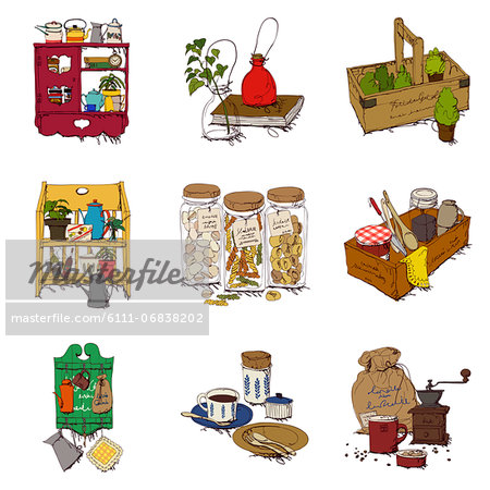 Set of various breakfast related icons