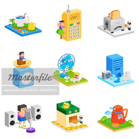 Set of various electronic appliance icons