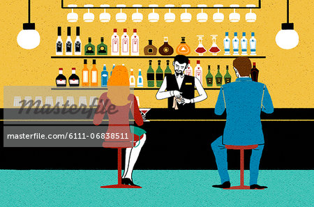 Bartender attending customers