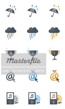 Set of various technology and weather related icons