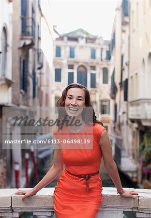 Portrait of smiling woman in Venice