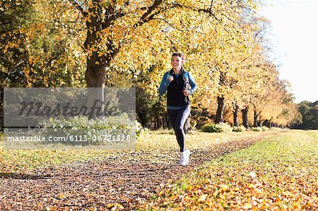 Woman running in park