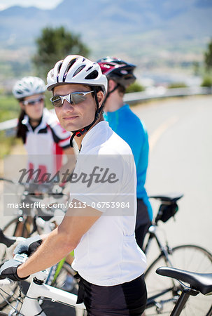 Cyclist smiling before race