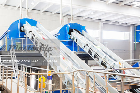 Conveyor belts in recycling center